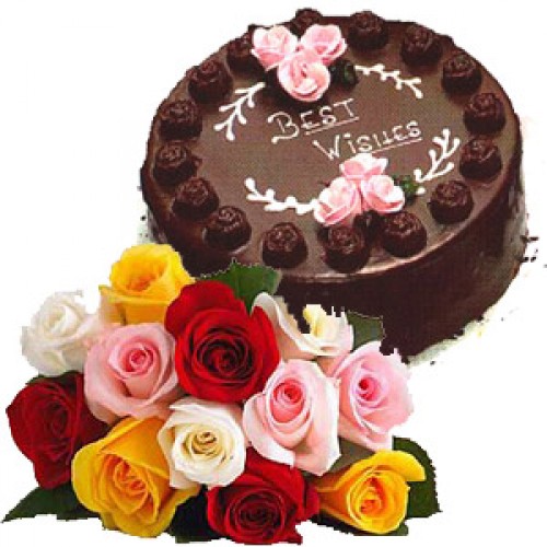 Chocolate cake with Roses